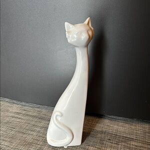 Elegant White Ceramic Cat Figurine